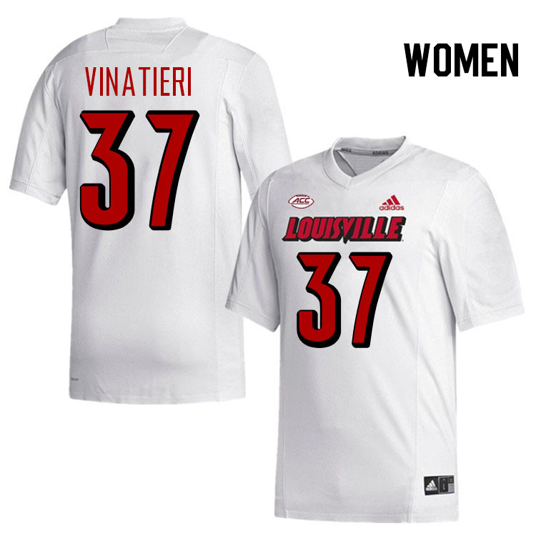 Women #37 A.J. Vinatieri Louisville Cardinals College Football Jerseys Stitched-White